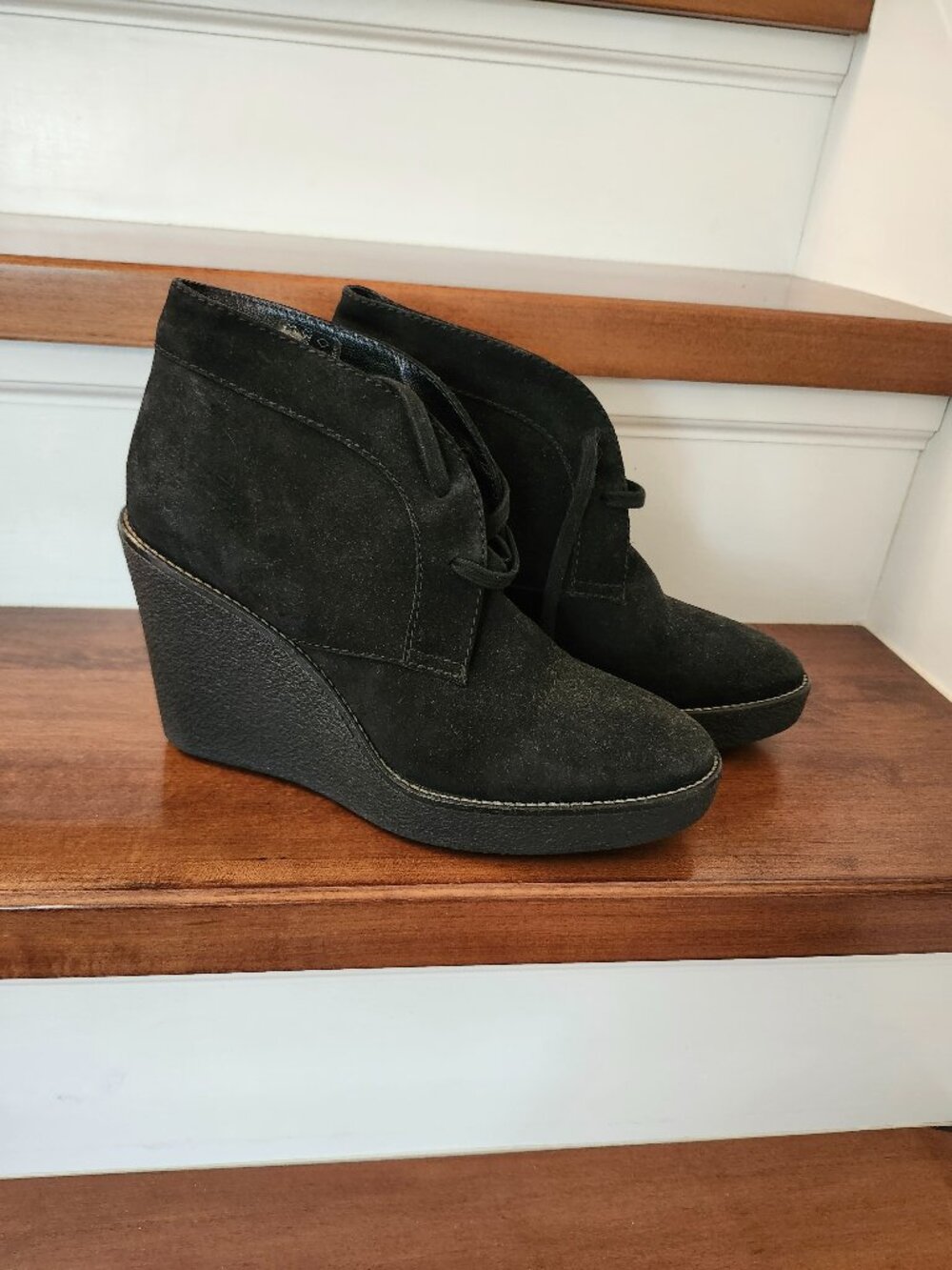 Aquaitalia Vianna women's black suede wedge booties in size 9